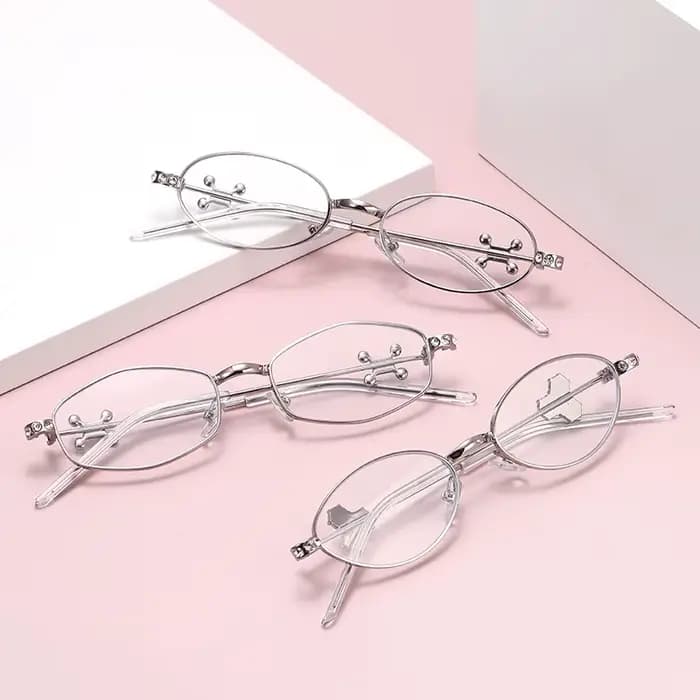 Nouvelle mode diamant embelli femmes personnalisé rue Snap lunettes cadre pur désir losange multi-angle métal