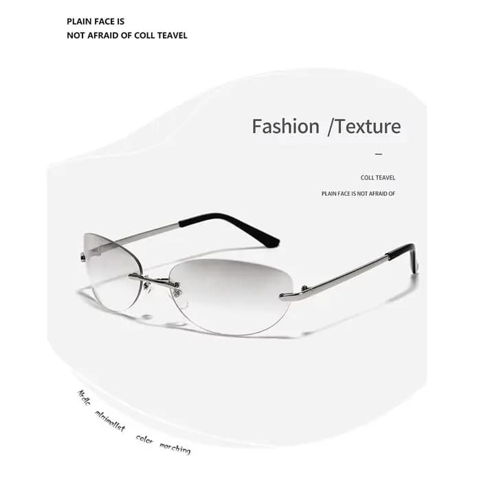 Lunettes de soleil ovales sans monture pour femmes