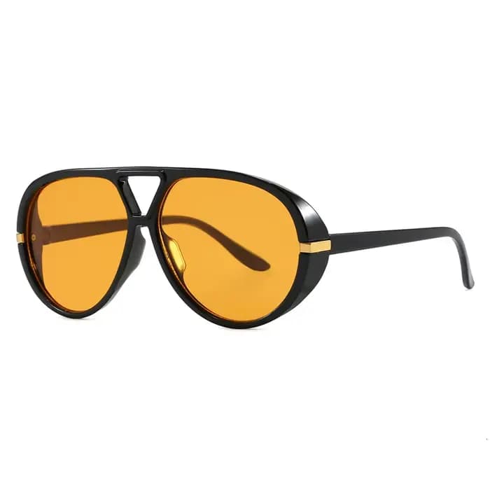 Lunettes de soleil ovales Orange à grande monture pour femmes
