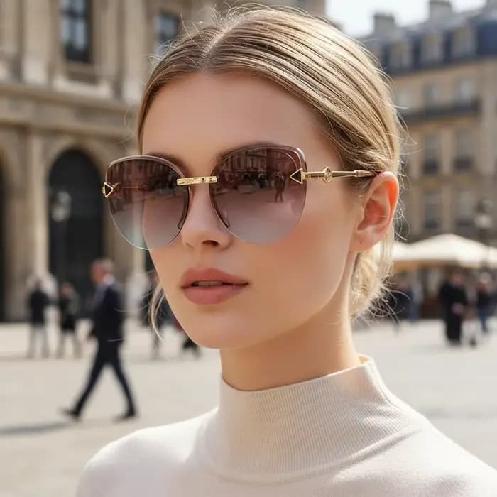 Lunettes de soleil tendance à monture large effet œil de chat avec protection UV