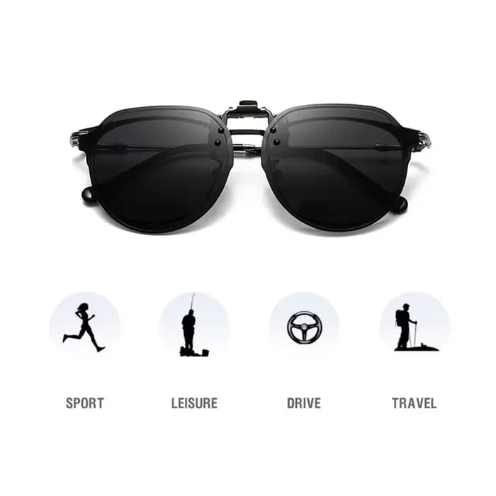 VIVIBEE Flip Up Clip sur lunettes de soleil polarisées hommes conduite femmes pêche UV400 Vision nocturne