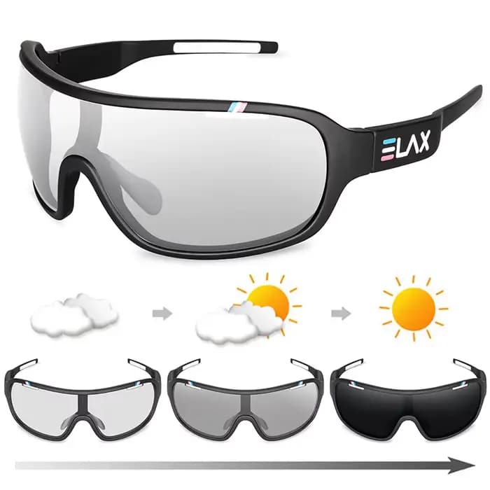 ELAX marque polarisé photochromique UV400 lunettes de cyclisme sur route en plein air sport