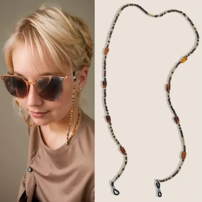 Chaîne de lunettes en verre ambré pour femmes
