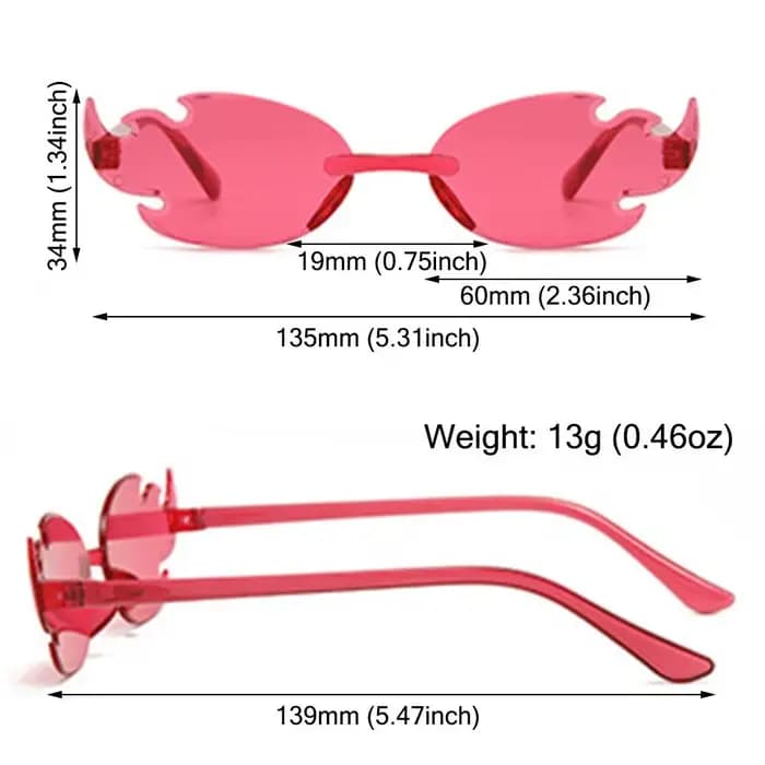 Lunettes de soleil tendance sans bords en forme de flamme