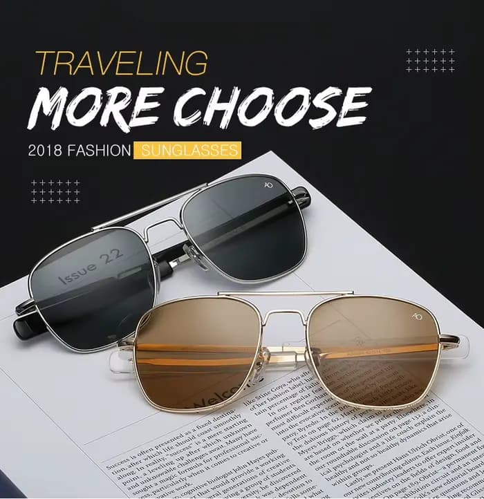 Pilote mode lunettes hommes Top qualité marque concepteur verre trempé lentille AO