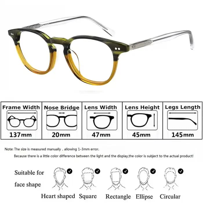 Classique épais acétate lunettes cadre Vintage rond hommes femmes dégradé cadres