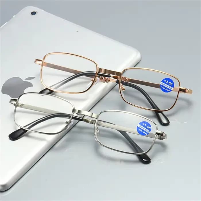 Lunettes de lecture pliantes en métal rétro pour hommes avec étui