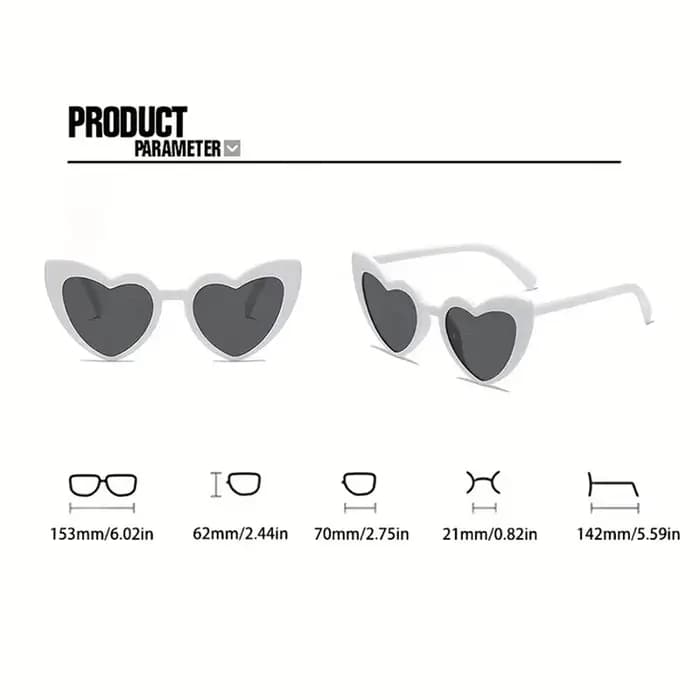 Lunettes œil de chat, cadre en plastique en forme de cœur