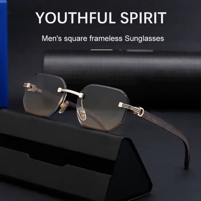 Lunettes de soleil sans monture légères multicolores à effet bois