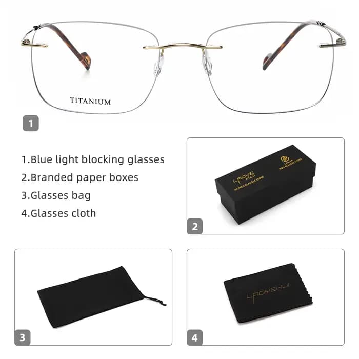Lunettes de vue en titane pur pour hommes