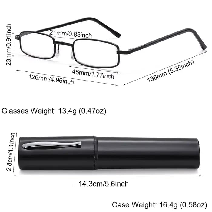 Lunettes de lecture minces avec étui tubulaire pour hommes et femmes