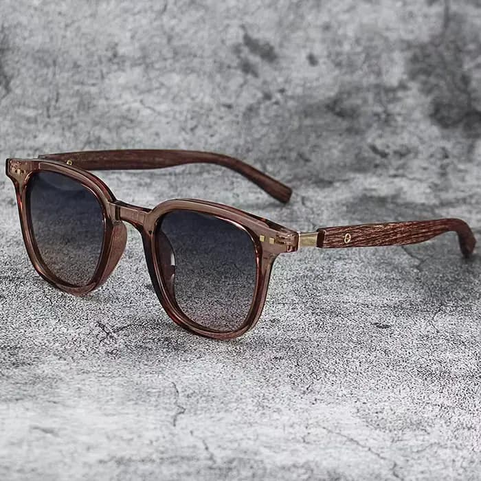 Lunettes de soleil à clous de jambe en grain de bois