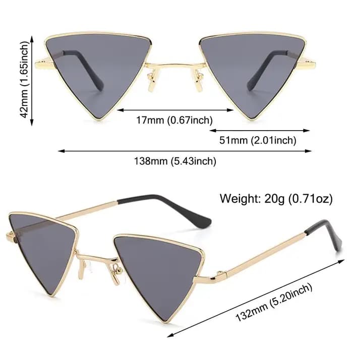 Petites lunettes de soleil triangulaires Hiphelicopter pour femmes et hommes