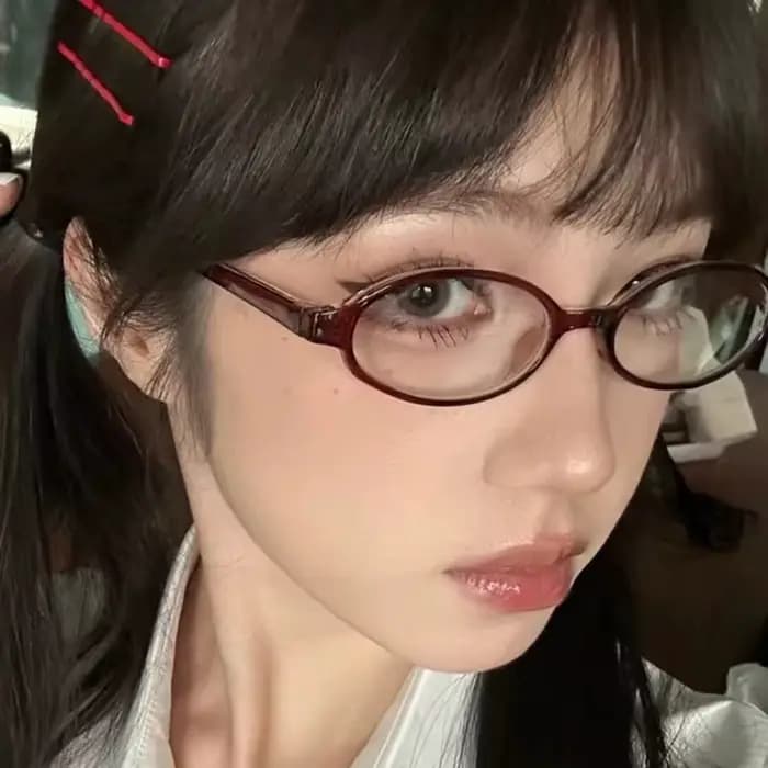 Lunettes ovales rétro marron Y2K pour filles japonaises et coréennes