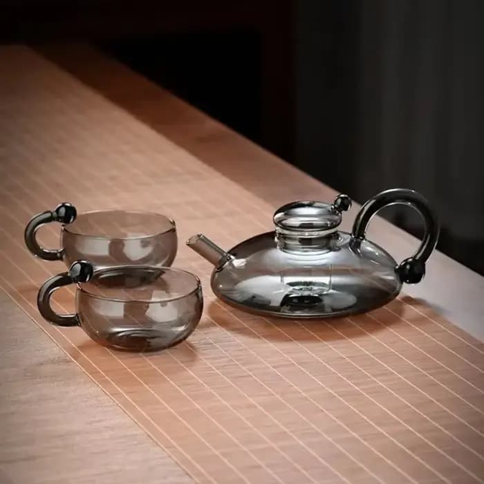 Théière en verre noir transparent, service à thé, filtre à haute température, bouilloire à thé, nouveau