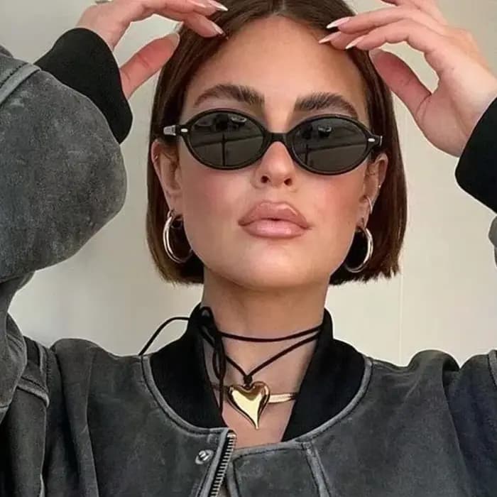 Rétro petites lunettes de soleil ovales femmes hommes Rivets nuances