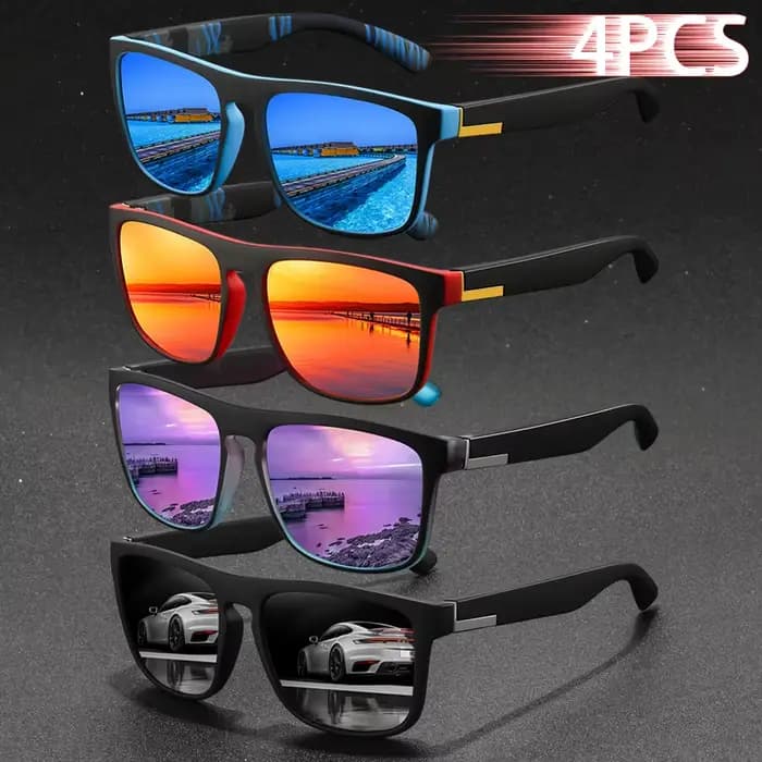 4 paires de lunettes de soleil sport vintage classiques à rayures