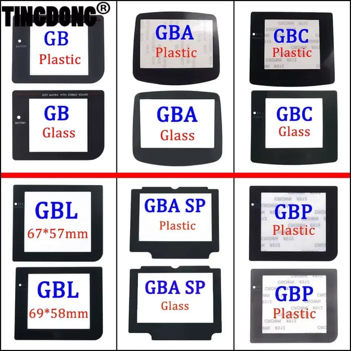 Lentille de protection d'écran en verre plastique, pour GB/GBA/GBC/Campaign/GBA SP/GBL