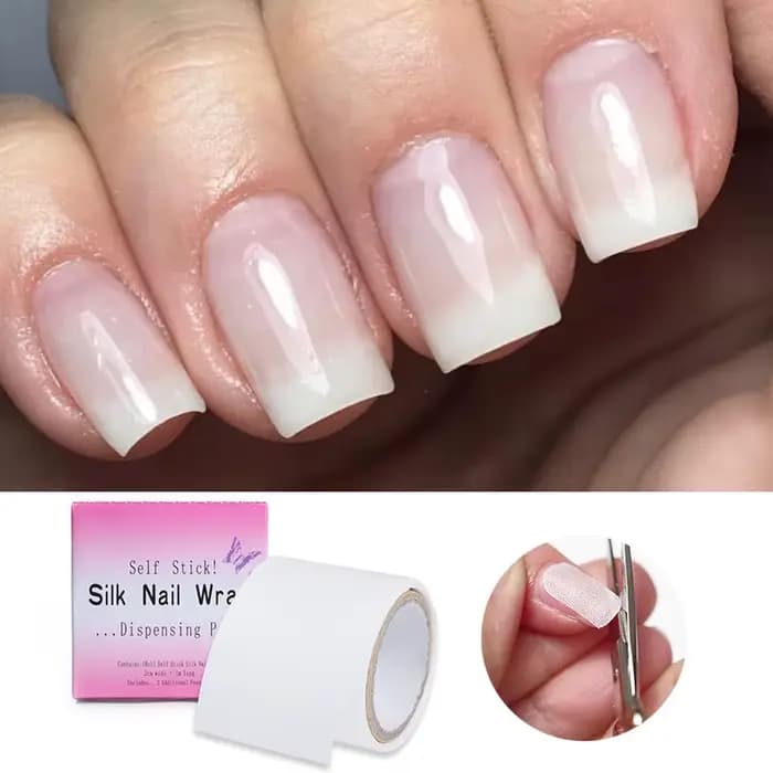 1 rouleau de filament de fibre de verre pour réparation d'ongles avec adhésif, protection et renforcement robustes, autocollant blanc pour réparer les ongles endommagés