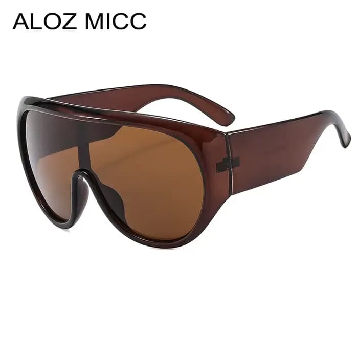Lunettes de soleil pilote surdimensionnées de luxe unisexe rétro marron nuances UV400 Style Punk conception une pièce pour hommes et femmes