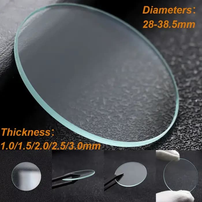 Verre de montre rond plat de 1.0/1.5/2.0/2.5/3.0mm d'épaisseur, verre transparent de remplacement, accessoires pour montres, diamètres 28-38.5mm