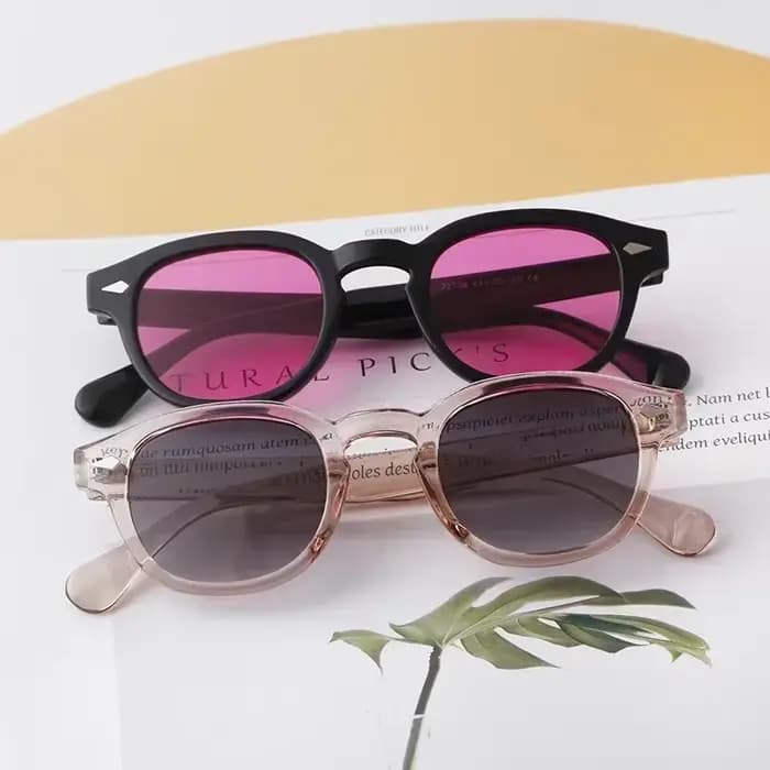 Lunettes de soleil rondes rétro effet écaille pour femme