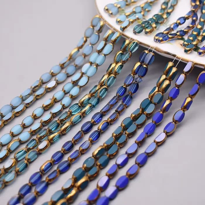 4x7mm 50 pcs/lot Briolette perles de verre ovales placage couleur or cristal verre perles d'espacement en vrac pour perles pour la fabrication de bijoux bricolage