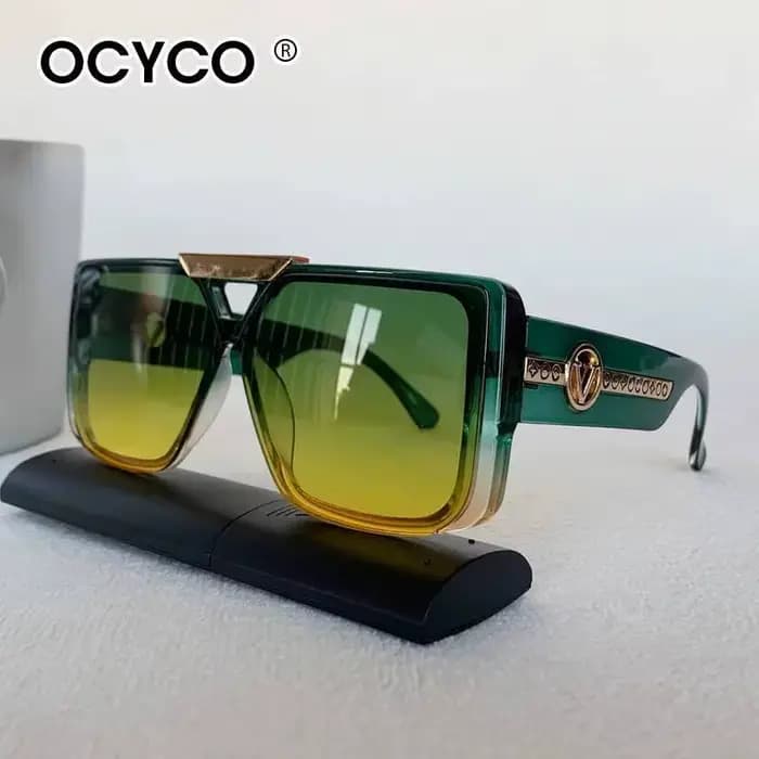 Lunettes de soleil carrées Vintage à grande monture pour hommes et femmes