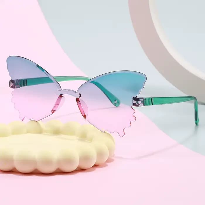 Lunettes de soleil tendance pour filles, lunettes de soleil papillon sans monture confortables pour enfants, idéales pour les fêtes et la scène