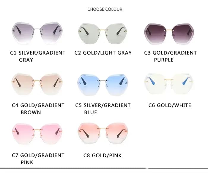Lunettes de soleil pilote sans bords pour femmes et hommes
