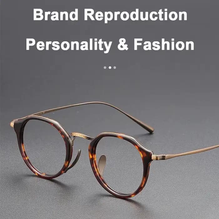 Marque japonaise réplication acétate titane lunettes cadre rétro luxe rond