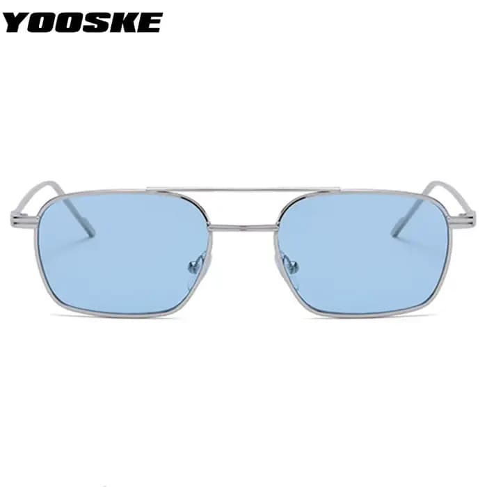 YOOSKE petite monture Double faisceau lunettes de soleil femmes hommes marque de mode concepteur métal carré