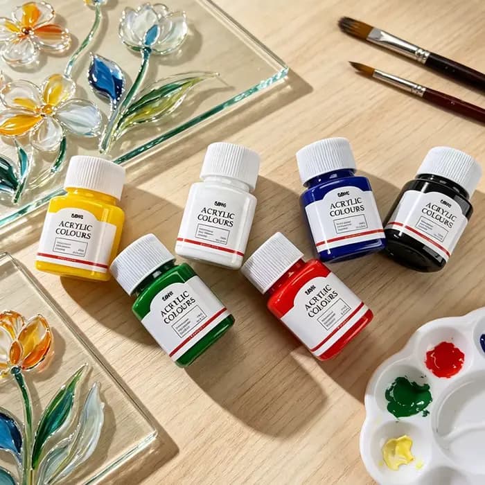 Ensemble de 6 couleurs de peinture émail pour verre, imperméable et résistant au soleil, pigment pour peinture à la main, pour tasses, vitres, bricolage, artisanat, décoration artistique