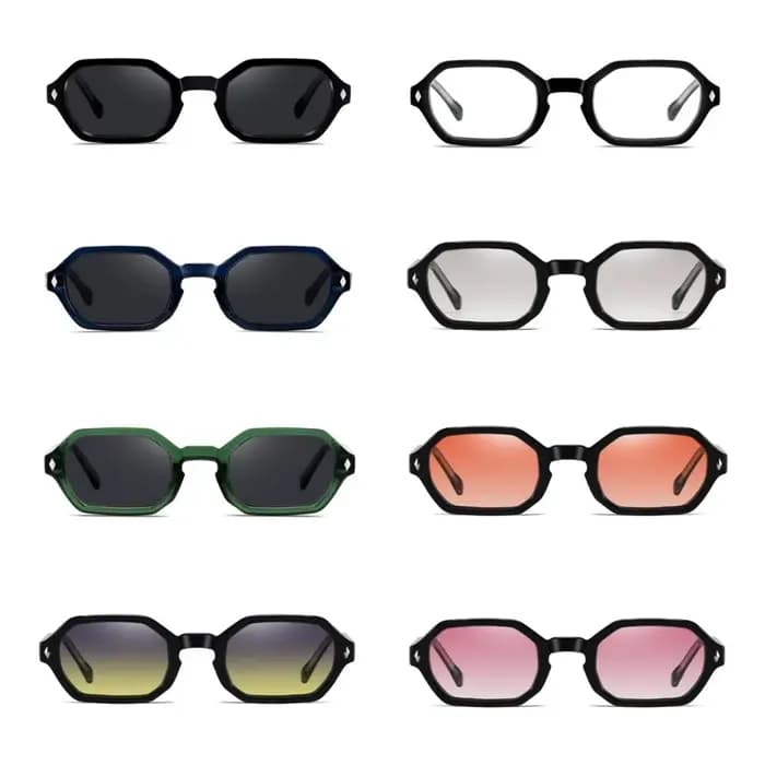Lunettes de soleil multicolores à petite monture carrée