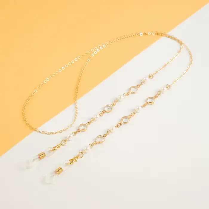 Chaîne de lunettes de soleil en perles de cristal colorées