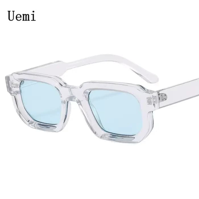 2025 mode bleu carré lunettes de soleil pour femmes hommes rétro luxe concepteur clair lentille