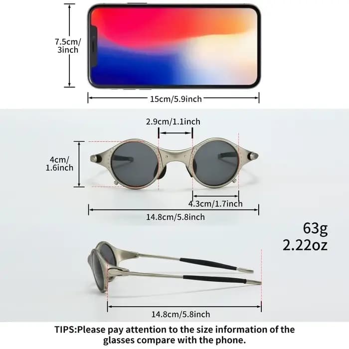 Lunettes de soleil polarisées Fight Club Mars Silver Punk Retro pour le cyclisme