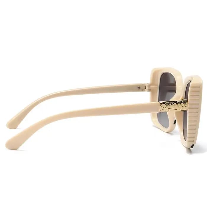 Nouvelles lunettes de soleil carrées élégantes de couleur beige à monture large