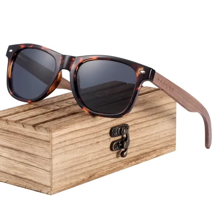 BARCUR noir noyer lunettes de soleil bois