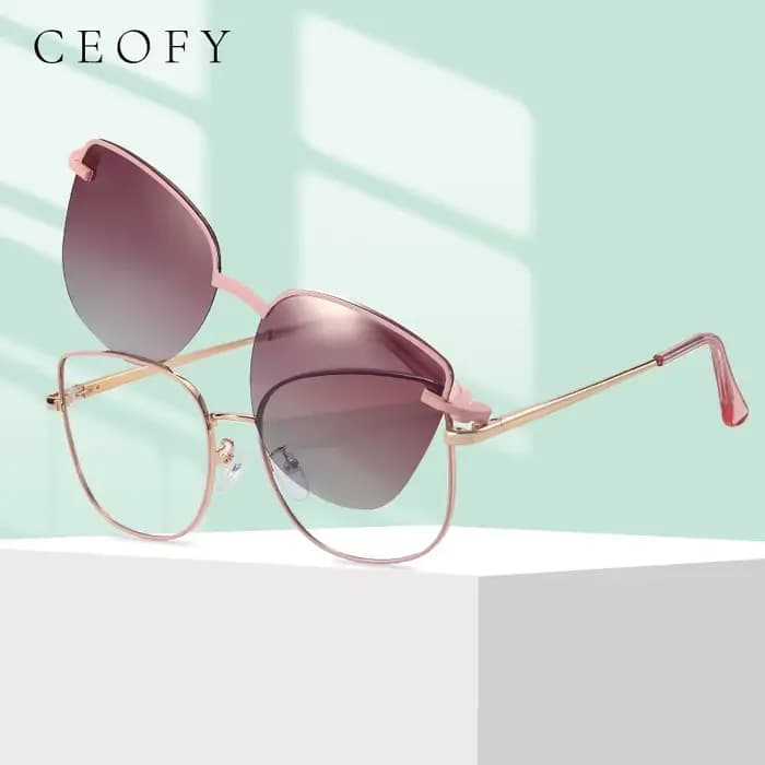 Ceofy Cateye femmes lunettes cadre Clip sur marque concepteur Vintage Spectacle magnétique optique myopie double usage