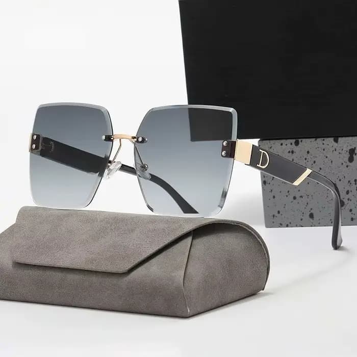 Lunettes de soleil carrées sans monture pour hommes et femmes