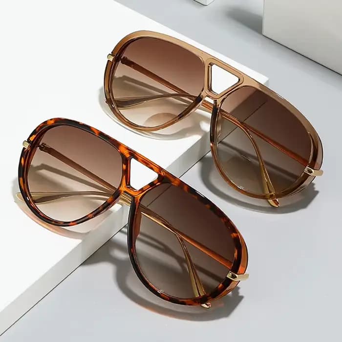 SO & EI Ins mode populaire surdimensionné Double ponts pilote femmes lunettes de soleil rétro couleur bonbon hommes Punk