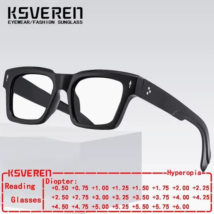 KSVEREN mode carré épais cadre lunettes de lecture Anti lumière bleue presbyte