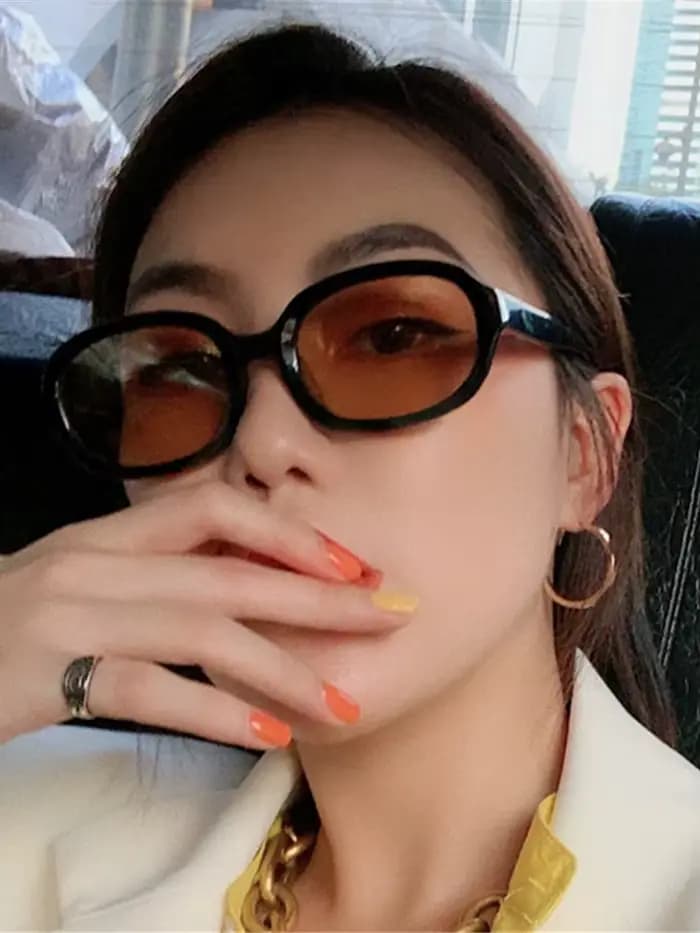 Lunettes de soleil ovales concaves vintage pour femme