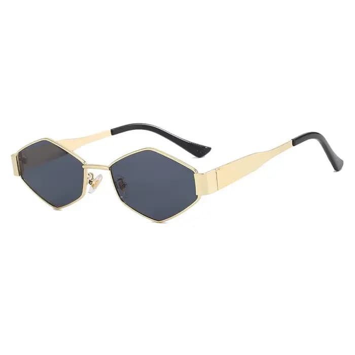 Lunettes à monture dorée hexagonale rétro pour femmes