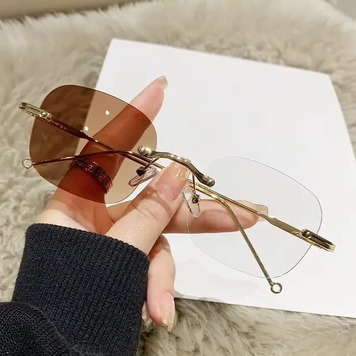 Lunettes de Myopie Sans Cadre avec Maille Rouge