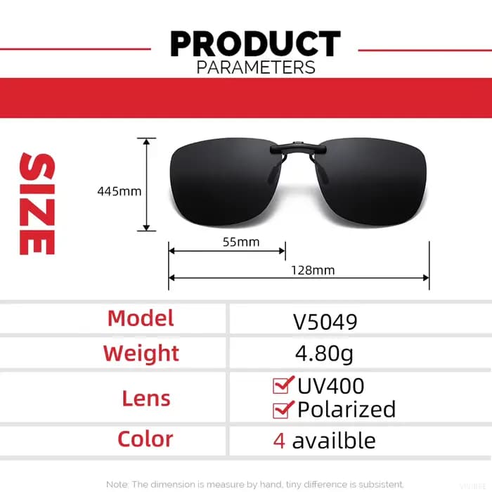 Lunettes de soleil polarisées à Clip carré pour femmes et hommes