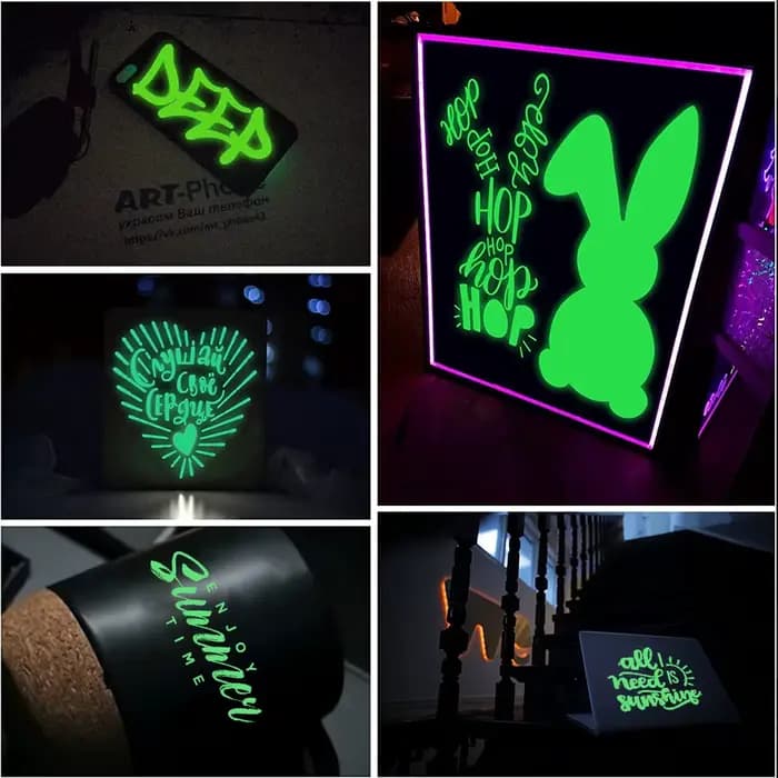 Feuille/rouleau de vinyle auto-adhésive qui brille dans la nuit, 5 couleurs, pour Film lumineux extérieur, tasse murale néon en verre, autocollants de décoration pour la maison