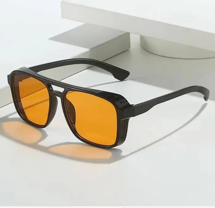 1 paire de lunettes de soleil classiques style steampunk pour hommes et femmes