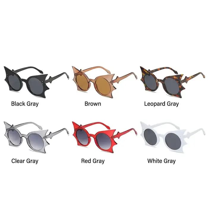Lunettes de soleil gothiques en forme de chauve-souris sans bords pour femmes